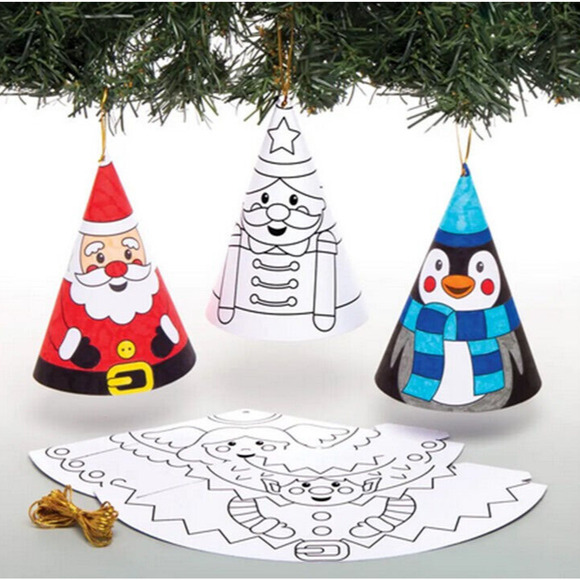 Baker Ross Christmas Tree Colour in Cone Decorations - AW982 Pack 12 pack - Picture 2 of 5